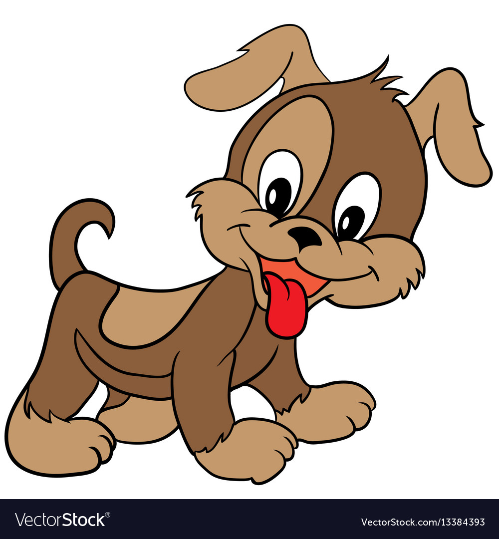 A happy brown cartoon puppy.