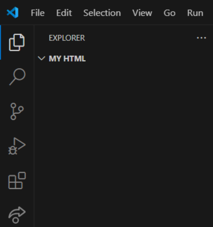 The HTML folder in the VS Code explorer sidebar.