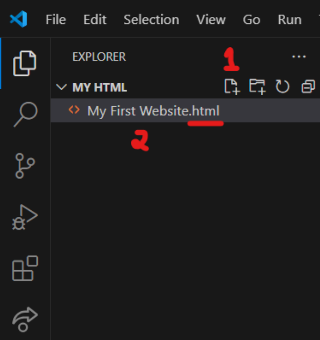The file My First Website.html in the HTML folder.